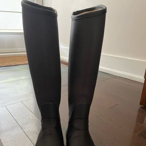 Black tall hunter rain boots